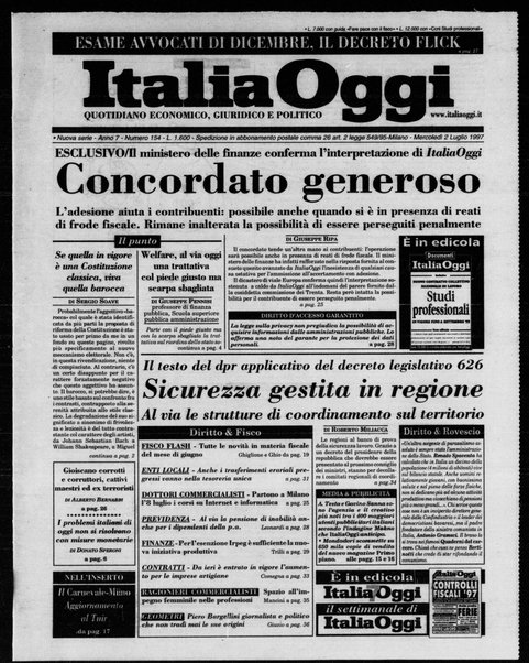 Italia oggi : quotidiano di economia finanza e politica